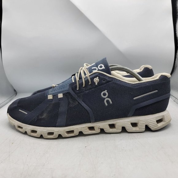 On Cloud 5 Mens 11.5 Denim Blue White Athletic Lightweight Shoes Outdoors Casual